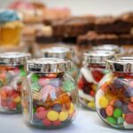 Sweets in small glass jars for special occasions and event displays